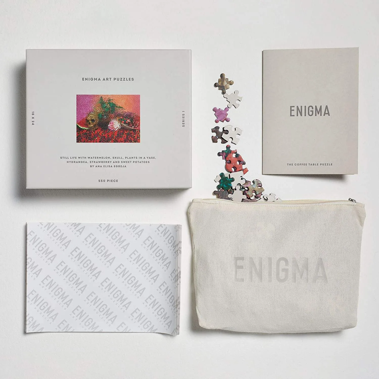 Enigma - Still Life with Watermelon, Skull, Plants in a Vase