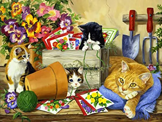Little Bloomers Cat & Kittens by Linda Picken Animals