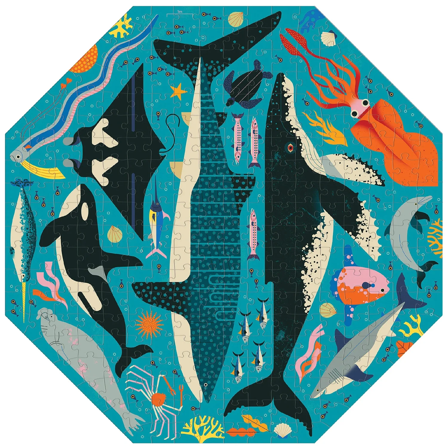 Ocean Life to Scale Octagon Shaped Puzzle Sea Life