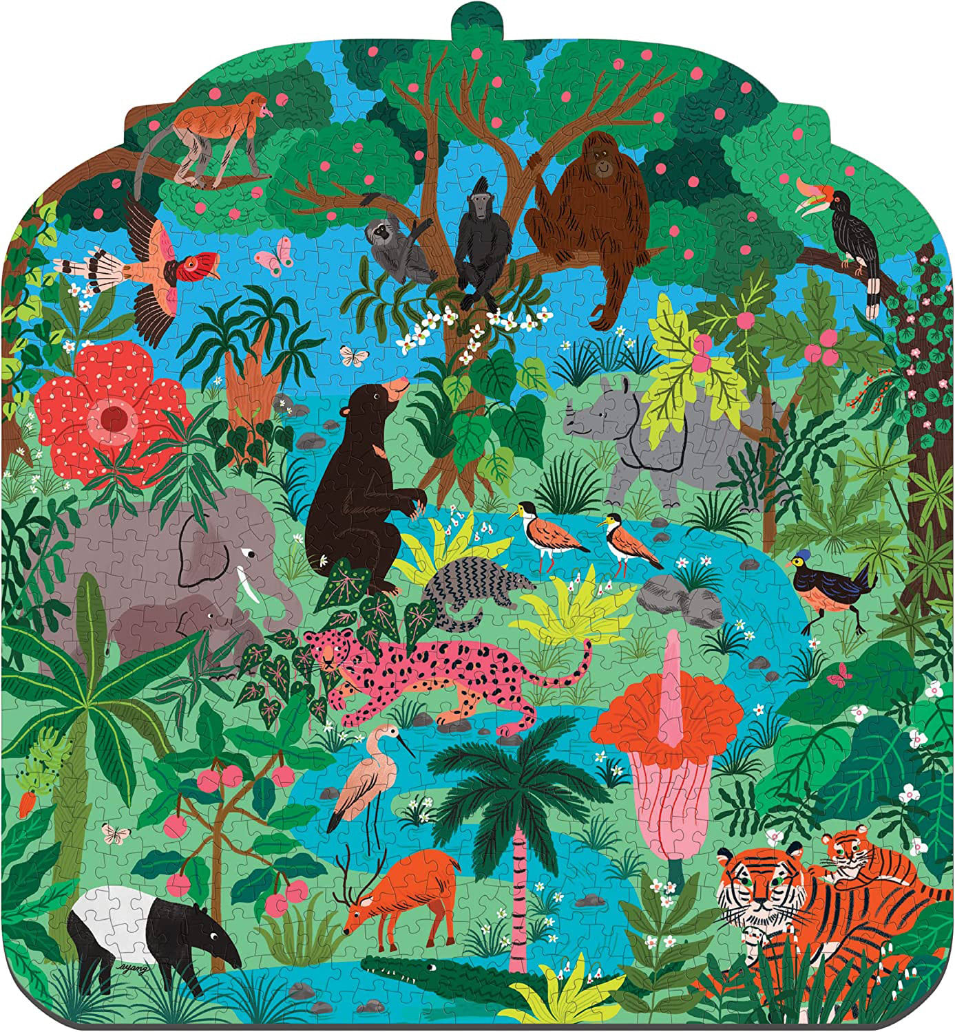 Rainforest Terrarium Shaped Puzzle - Scratch and Dent Forest Animal