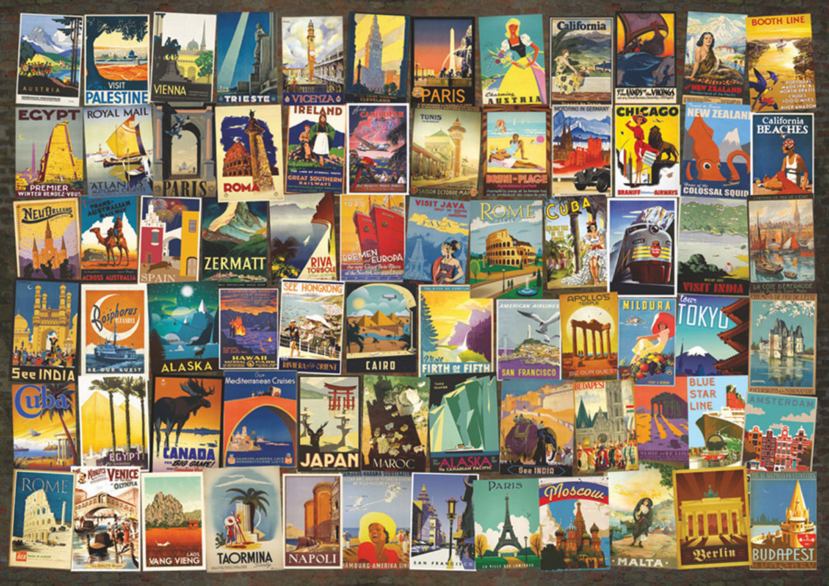Travel Poster Collage Travel Jigsaw Puzzle
