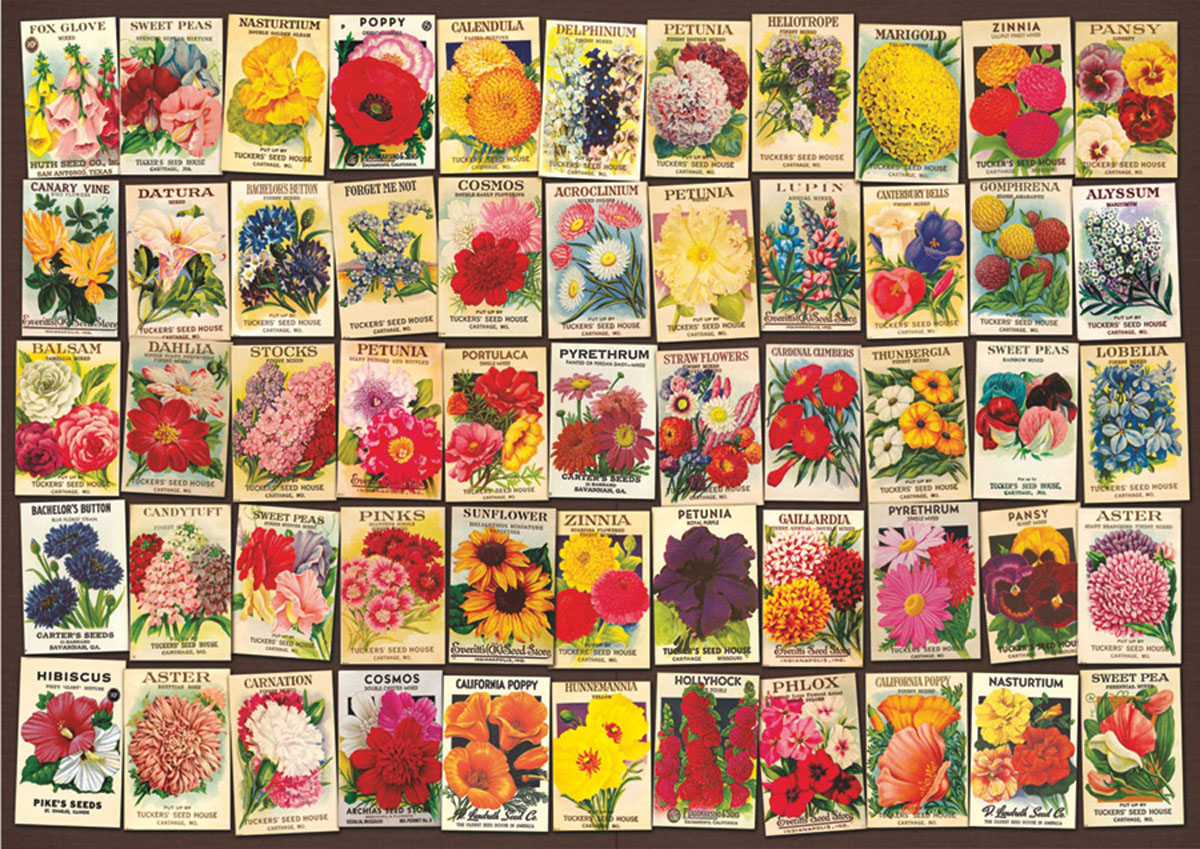 Seed Packet Collage Flower & Garden Jigsaw Puzzle