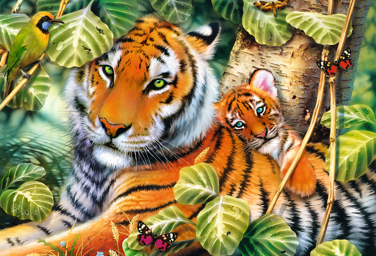 Two Tigers Forest Jigsaw Puzzle