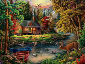 Enchanted Forest Lake Cabin & Cottage By Ceaco