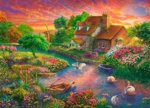 Sunset Swans Sunrise & Sunset By Ceaco