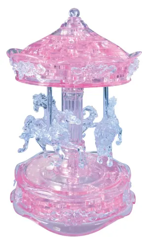 Carousel Pink Deluxe 3D Crystal Puzzle Carnival & Circus By Bepuzzled