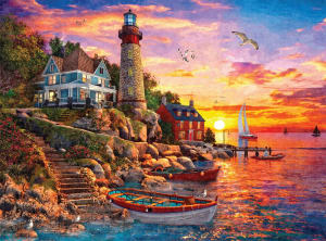 Signature Collection: Sunset at Lighthouse Bay Sunrise & Sunset By Buffalo Games