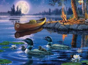 Loons by Moonlight Camping Large Piece By Buffalo Games