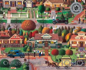 Silver: Labor Day in Bungalowville Folk Art Jigsaw Puzzle By Buffalo Games