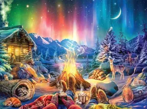 Winter's Night Bonfire Cabin & Cottage By Buffalo Games