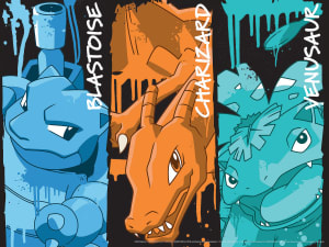 Pokemon: Blastoise, Charizard, and Venasaur Graffiti Pop Culture Cartoon By Buffalo Games