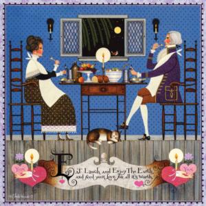 Dining Sweethearts - Scratch and Dent Folk Art Large Piece By Buffalo Games