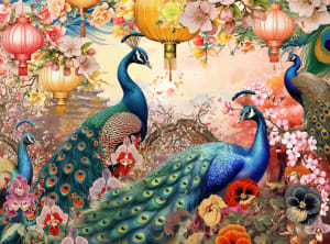 Gold: Perfect Peacocks Birds By Buffalo Games