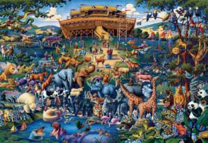 Noah's Ark Folk Art Jigsaw Puzzle By Buffalo Games