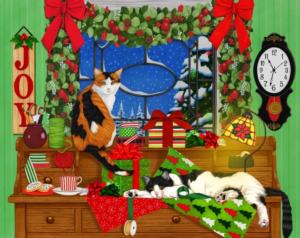 Christmas Cats Around the House Jigsaw Puzzle By Springbok