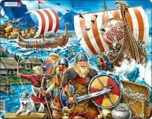 Viking Raid 65 Piece Children's Jigsaw Puzzle By Larsen Puzzles