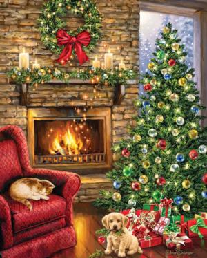 Fireside Christmas Around the House Jigsaw Puzzle By Springbok
