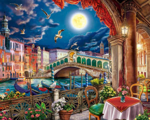 Evening Cafe In Venice Italy By Springbok