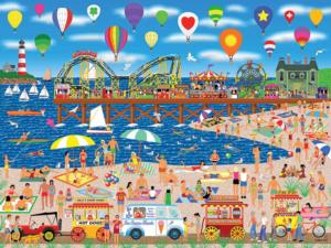 Home Country  - Balloons Over The Beach Beach & Ocean Jigsaw Puzzle By RoseArt