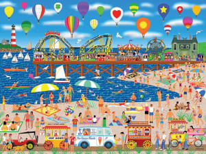 Home Country  - Balloons Over The Beach Beach & Ocean By RoseArt