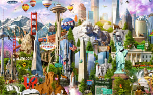 American Pride - 50 Piece Mini Puzzle Landmarks & Monuments By Brain Tree
