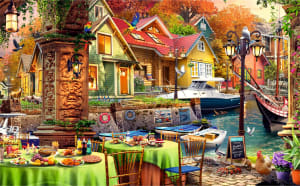 Boat Club Breakfast - 50 Piece Mini Puzzle Collage By Brain Tree