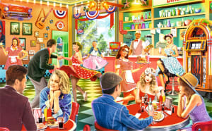 American Party - 50 Piece Mini Puzzle Nostalgic & Retro By Brain Tree