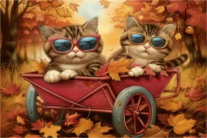 Autumn Kittens - Puzzle Warehouse Exclusive Mini puzzle Fall By Nautilus Puzzles