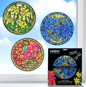 Louis C. Tiffany Lamp Window Cling Set of 3 Flower & Garden By Modgy