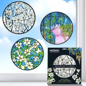 Louis C. Tiffany Window Cling Set of 3 Flower & Garden By Modgy