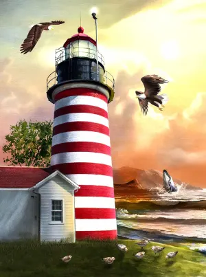 West Quoddy Lighthouse Eagle By SunsOut