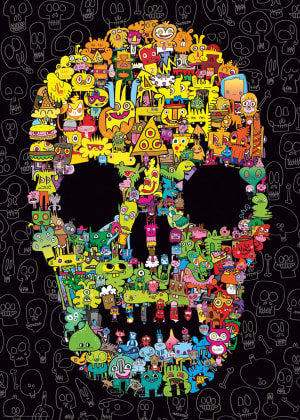 Doodle Skull Rainbow & Gradient By Heye
