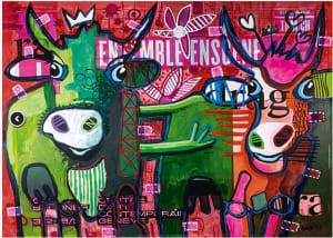 Striped Cows Abstract By Heye