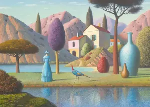Lady in Blue Landscape By Heye