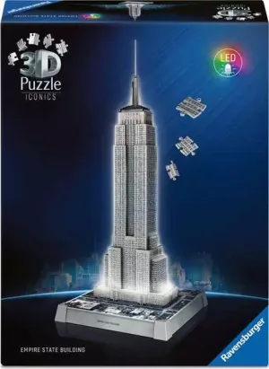 Iconics 3D Empire State Building Night Ed. 216 pc New York By Ravensburger