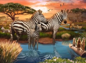 Zebras at the Waterhole Safari Animals By Ravensburger