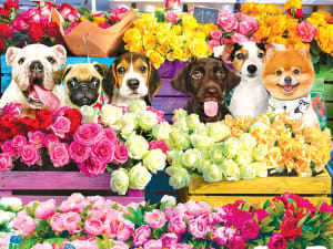 Flower Market Pups Dogs By RoseArt