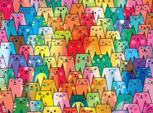 Cute Colorful Cats Cartoon By RoseArt