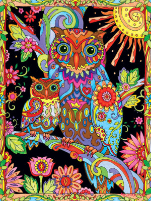 Owl and Baby by Night Contemporary & Modern Art By RoseArt
