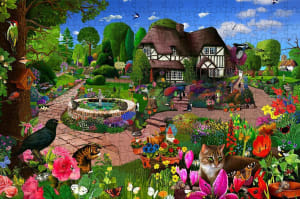 Cats in a Cottage Garden Cabin & Cottage By All Jigsaw Puzzles