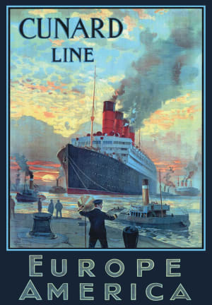 Vintage Poster Cunard Line Nostalgic & Retro By Victory Wooden Puzzles, LTD