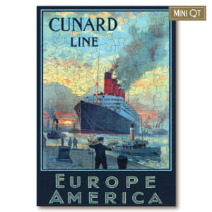 Vintage Poster - Cunard Line - Mini Quarter Tin Europe By Victory Wooden Puzzles, LTD