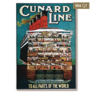 Vintage Poster - Life Aboard Cunard - Mini Quarter Tin London & United Kingdom By Victory Wooden Puzzles, LTD