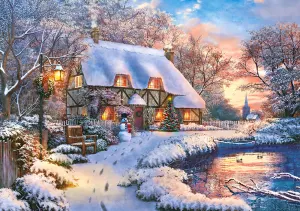 Winter Cottage Sunrise & Sunset By Castorland