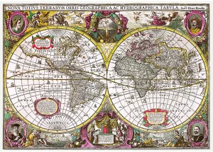 A New Land And Water Map Of The Entire Earth, 1630 Maps & Geography By Trefl