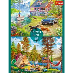 Premium Plus Summertime relax 2x 500 pc Puzzles Camping By Trefl