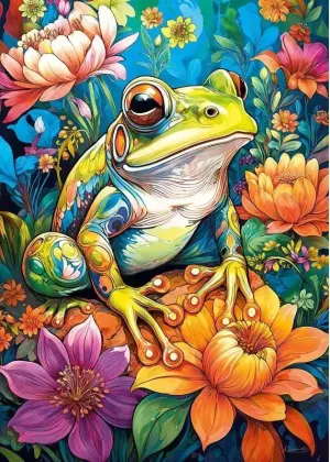 Flower Power Frog Reptile & Amphibian By CherryPazzi