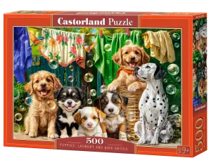 Puppies, Laundry and Bird Antics Dogs By Castorland