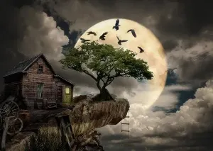 A Log Cabin on a Cliff Landscape By Enjoy