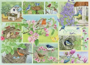 Garden Birds in Spring Collage By Cobble Hill